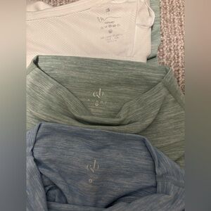 SET 3 PIECES ligh blue leggings, Green leggings and strapless white crop top